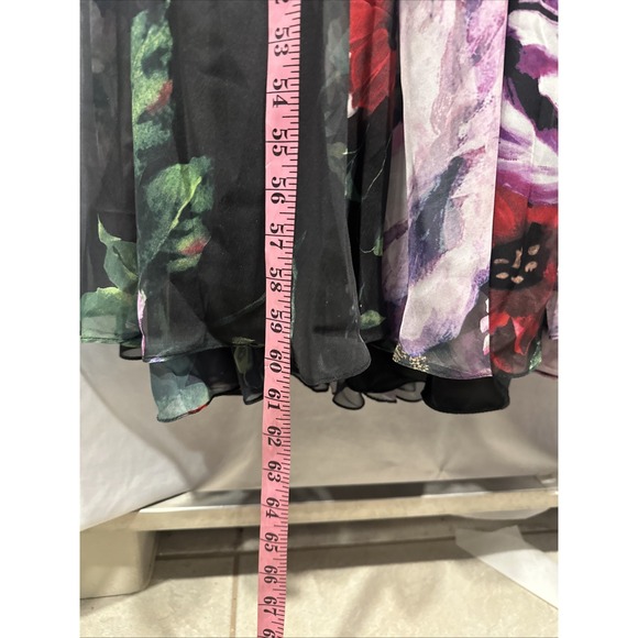 NWT Mac Duggal [ 2‎ ] 67872 Floral Chiffon Long Sleeve Maxi Dress Black #S1875 - Picture 8 of 14